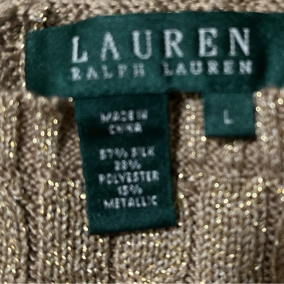 Lauren by Ralph Lauren Silk Metallic Gold Sweater - Picture 3 of 4